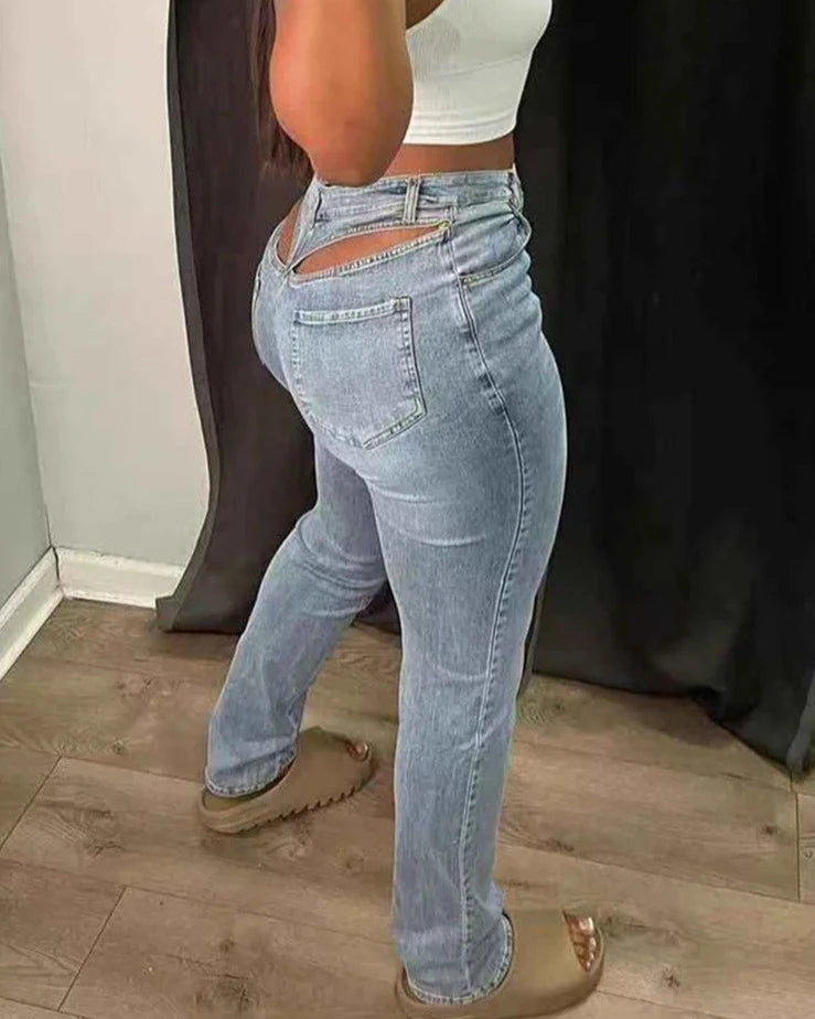 Cut Out High Waist Jeans